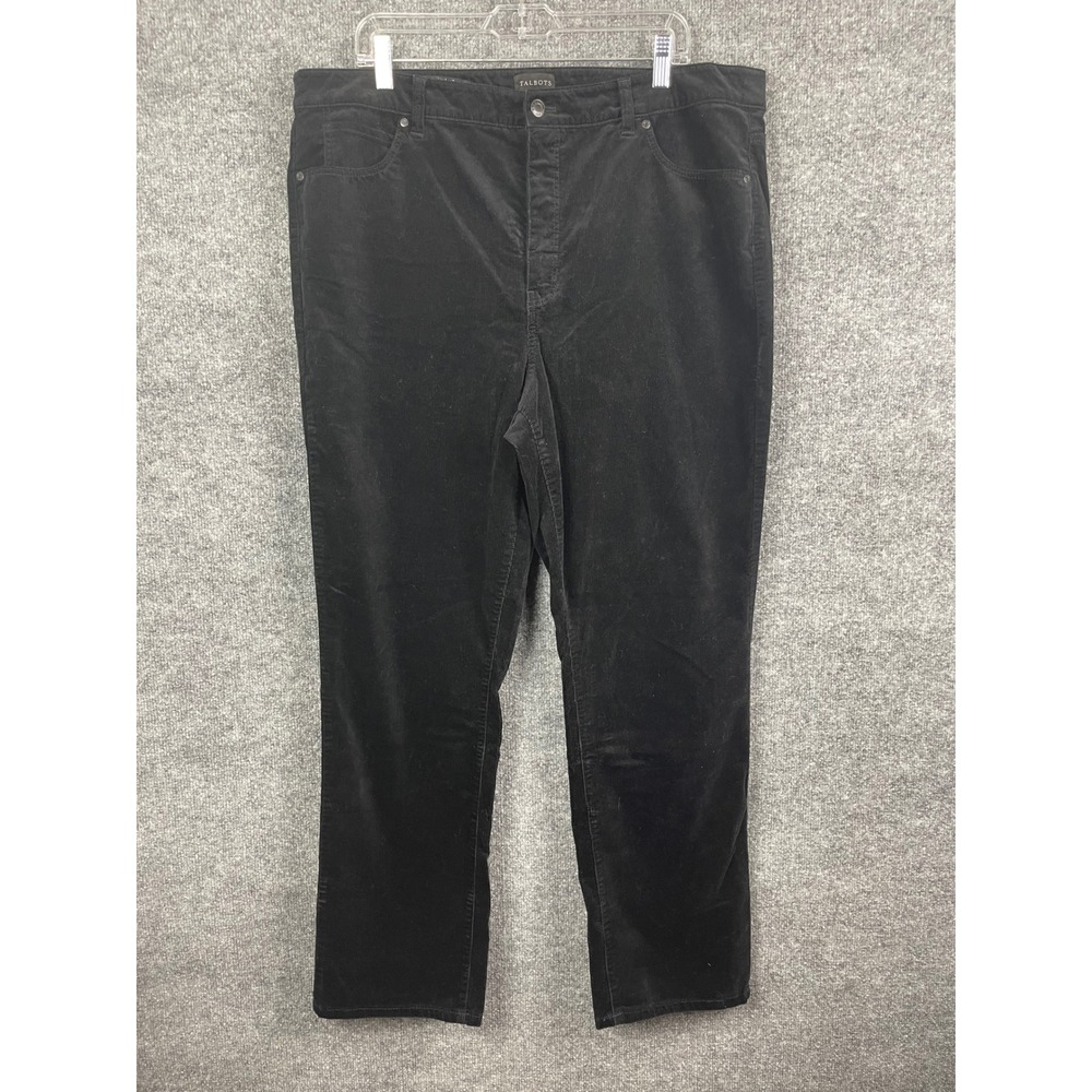 Talbots Corduroy Pants Women's 18 Black Excellent Straight Leg High Rise